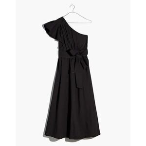 NEW Madewell Ruffled One-Shoulder Midi Dress size 14 Black